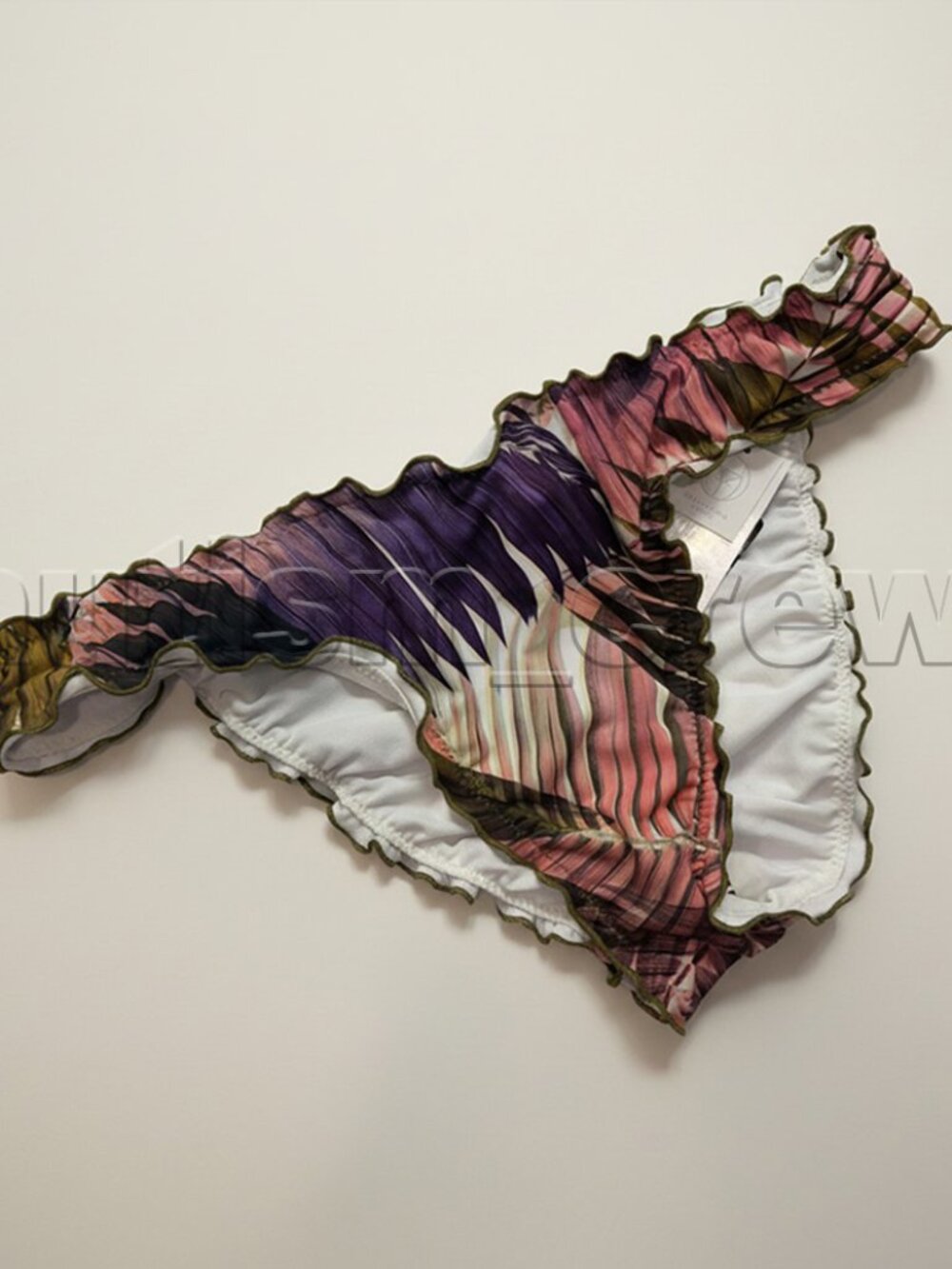 Shade & Shore Pink, Purple & Olive Ruffle Bikini Bottom